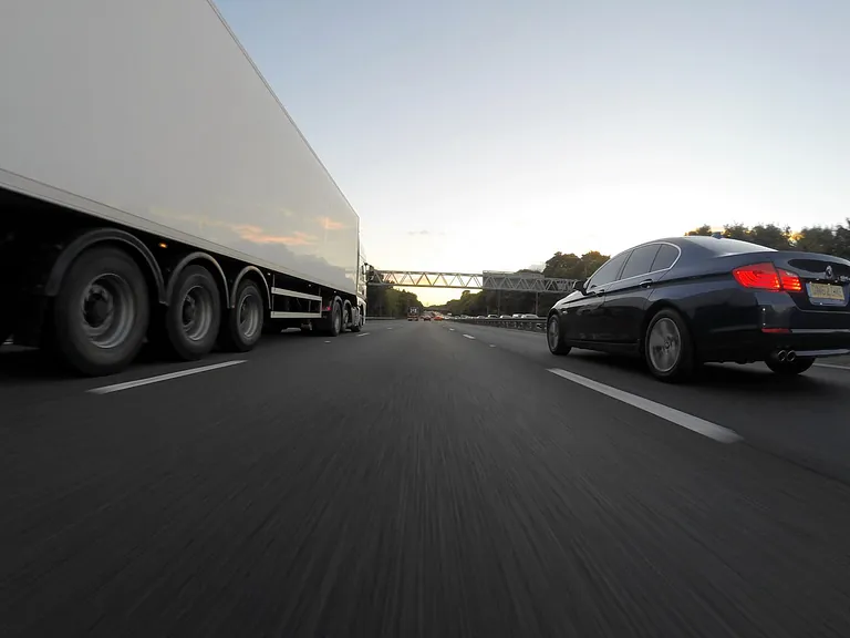 A storage container being transported.